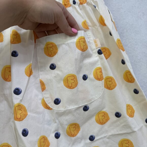 Flan Shorts Men XL White Blueberry Pancake Print Cotton Drawstring Pocket Brunch - Picture 14 of 15